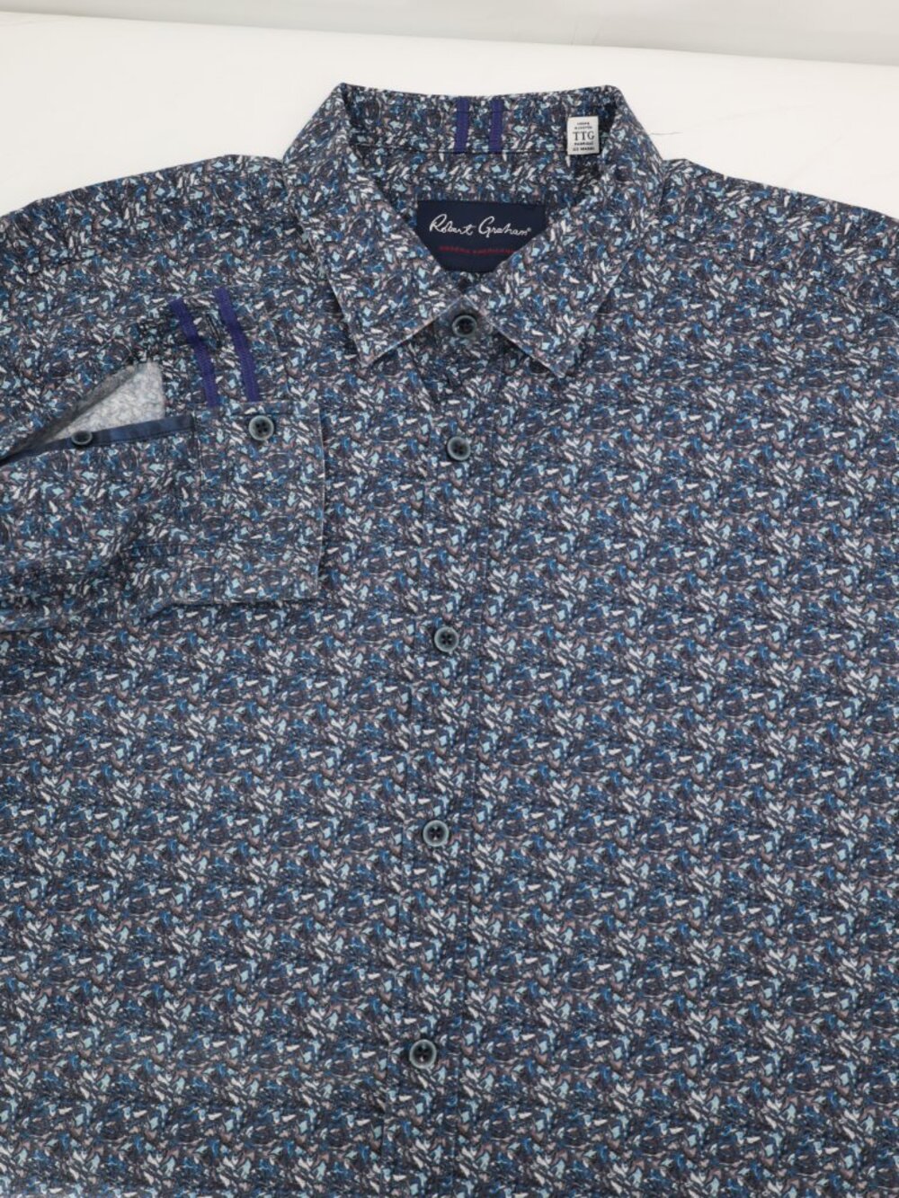 Robert Graham Shirt Mens 2XL Tailored Fit Abstract Cotton Long Sleeve Button Up